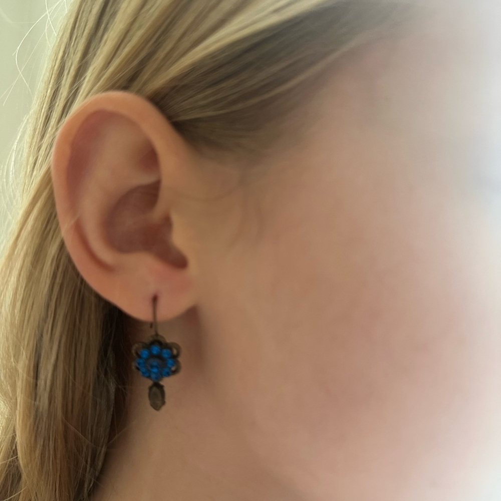 Elegant Blue Floral Earrings